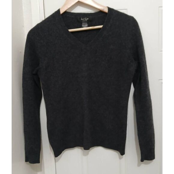 Lord and Taylor womens small 100% cashmere sweater lightweight charcoal gray - Picture 2 of 8